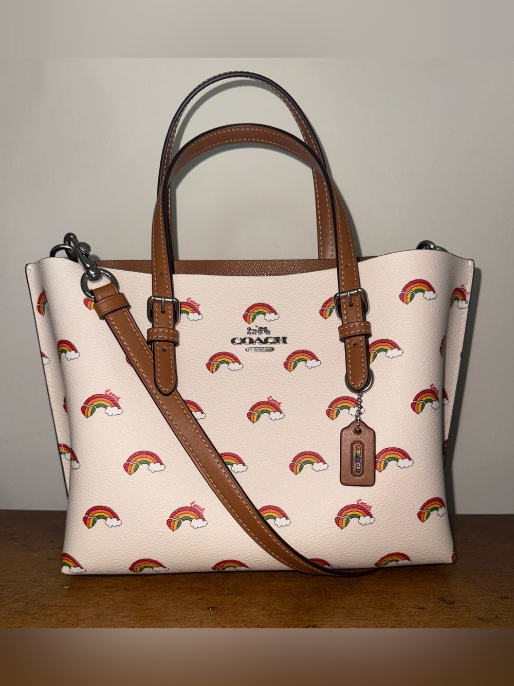 Coach Mollie Tote 25 with Rainbow Print